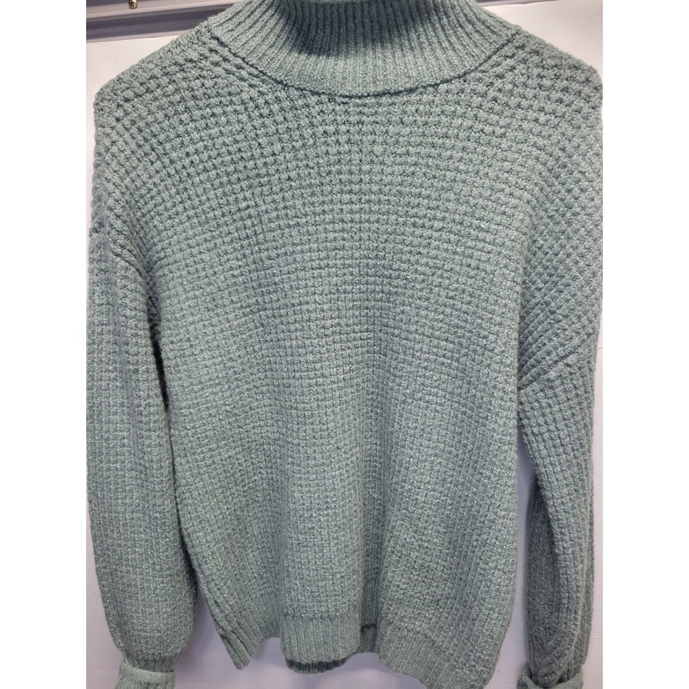 American Eagle Sage Green Mock‎ Neck Textured Knit Sweater Womens XS Relaxed Fit